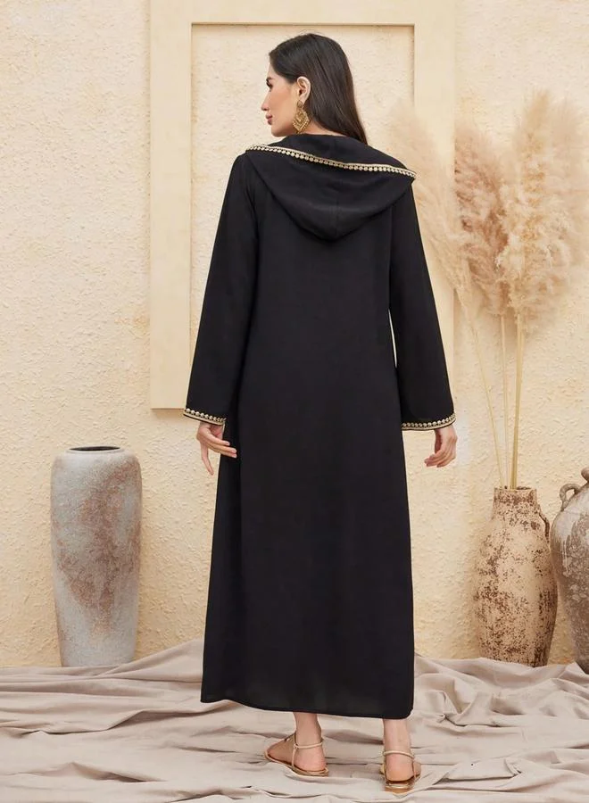 Take Two  Women Flower Patch Detail Hooded Jalabiya for Women | Best Price UAE